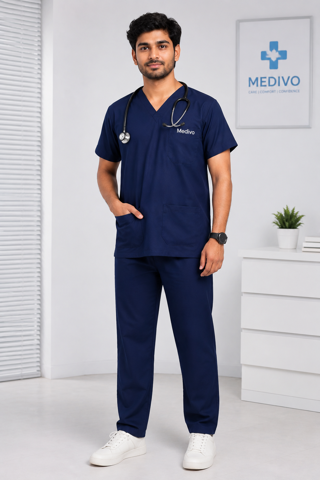 Male Scrub Suit 5 Pocket (Navy Blue)