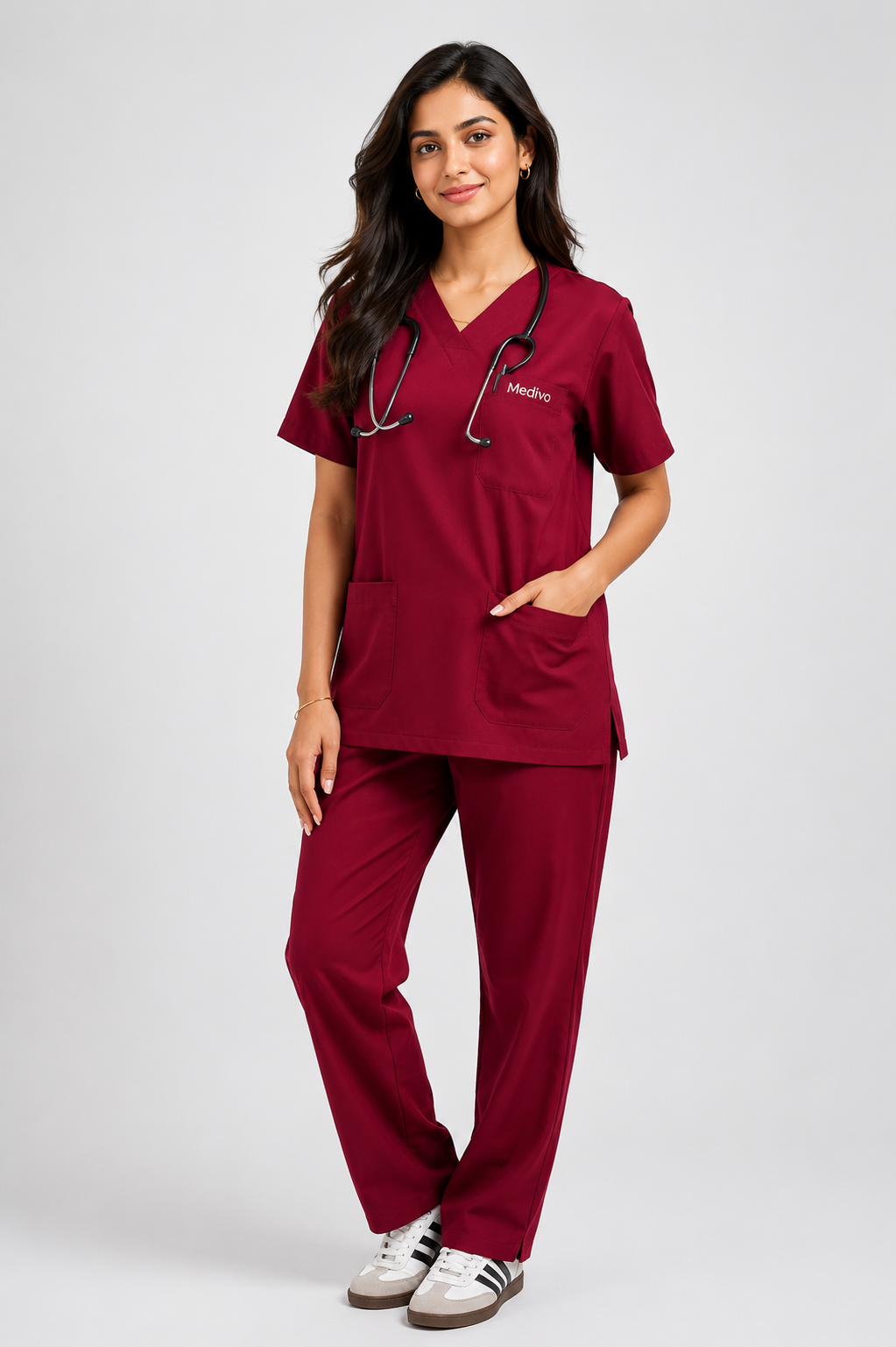 Female Scrub Suit 5 Pocket - Maroon