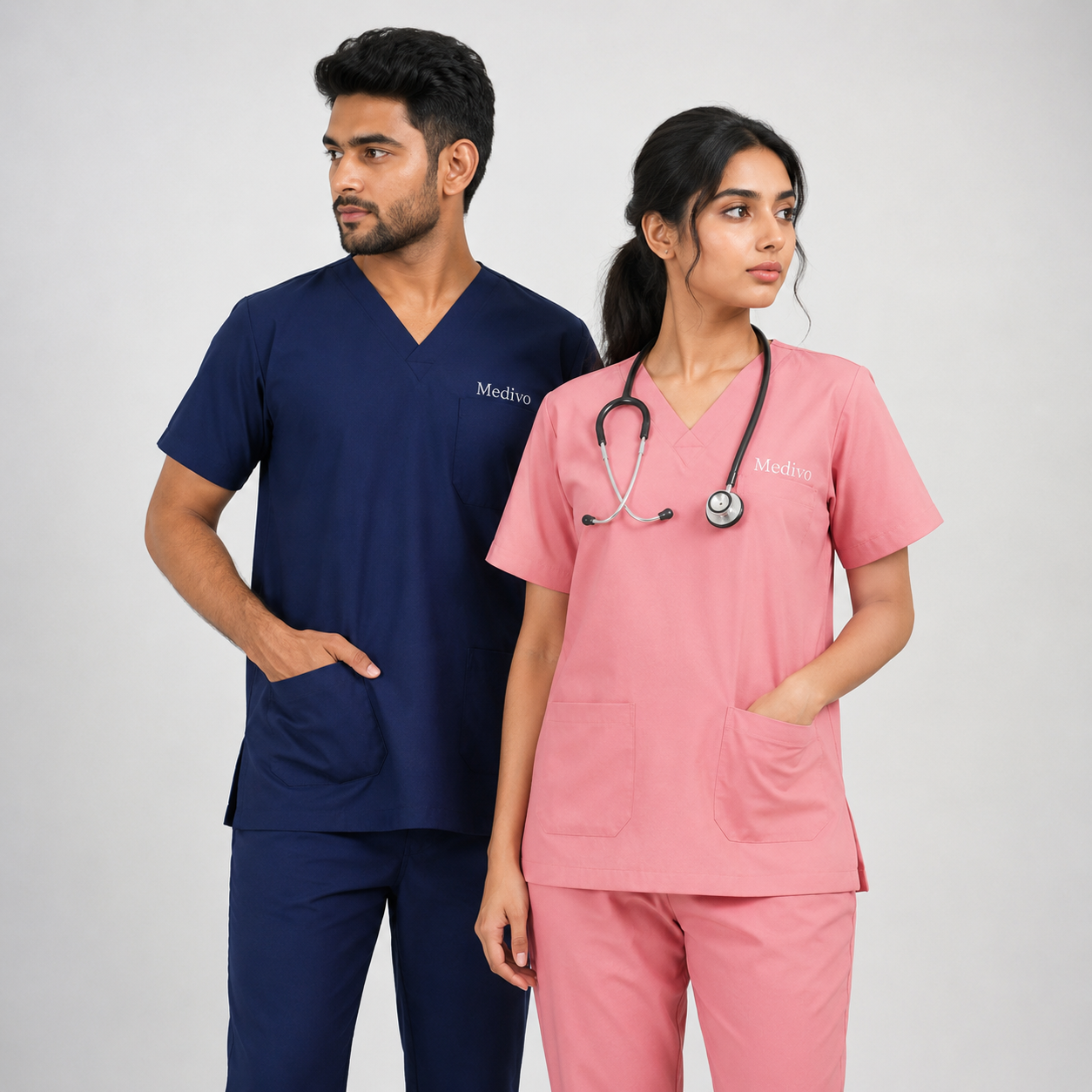 Female Scrub Suit 5 Pocket - (Navy Blue) Medivo