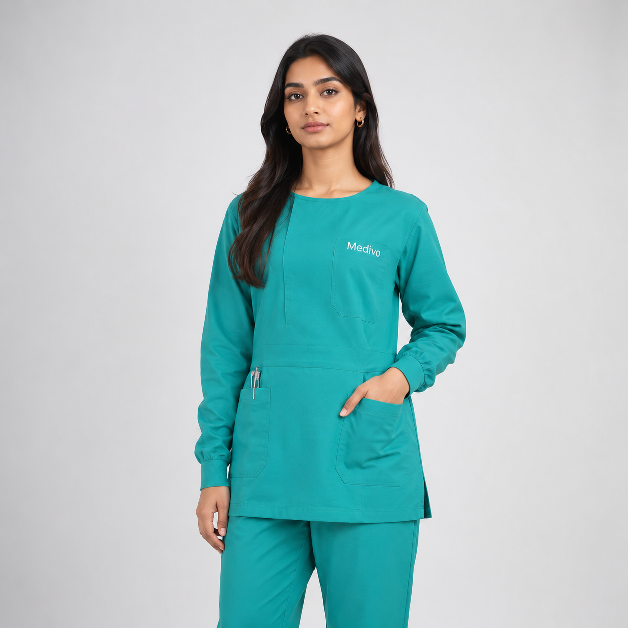 Female Scrub Suit 5 Pocket - (Navy Blue) Medivo