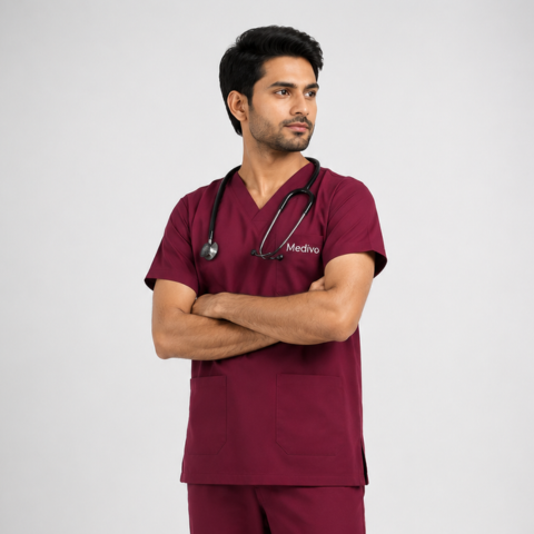 Male Scrub Suit 5 Pocket - (Navy Blue) Medivo
