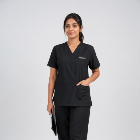 Female Scrub Suit 5 Pocket - (Navy Blue) Medivo